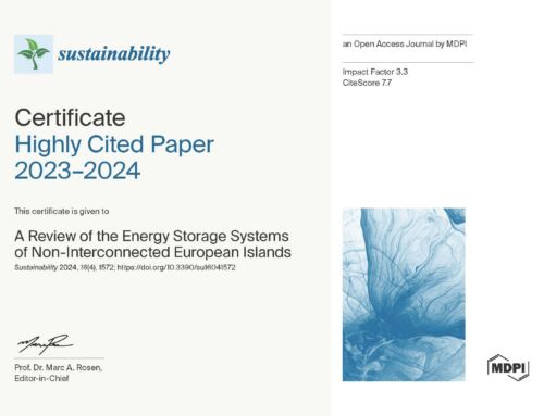 SINNOGENES article on “A Review of the Energy Storage Systems of Non-Interconnected European Islands” has been selected as a 2024 Highly Cited Article